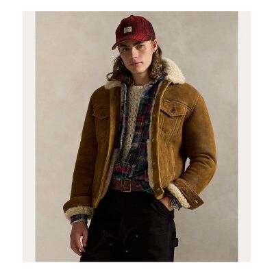 Polo Ralph Lauren pour homme. 710968200001 Veste en shearling marron (L), Casuel, Cuir - Publicité Polo Ralph Lauren pour homme. 710968200001 Veste en shearling marron (L), Casuel, Cuir - Publicité