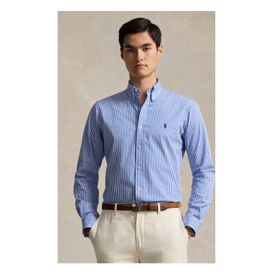 Polo Ralph Lauren pour homme. 710929346001 Chemise en popeline et élastique Custom Fit bleue (XXL), Casuel, Coton, Manche longue - Publicité Polo Ralph Lauren pour homme. 710929346001 Chemise en popeline et élastique Custom Fit bleue (XXL), Casuel, Coton, Manche longue - Publicité