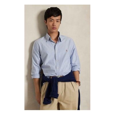 Polo Ralph Lauren pour homme. 710928918008 Chemise oxford rayée bleue (XS), Casuel, Coton, Classique, Manche longue - Publicité Polo Ralph Lauren pour homme. 710928918008 Chemise oxford rayée bleue (XS), Casuel, Coton, Classique, Manche longue - Publicité