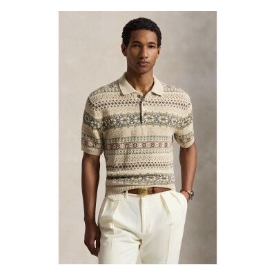Polo Ralph Lauren pour homme. 710B17548001 Pull en lin et coton Fair Isle beige (XXL), Casuel, Manche longue - Publicité Polo Ralph Lauren pour homme. 710B17548001 Pull en lin et coton Fair Isle beige (XXL), Casuel, Manche longue - Publicité