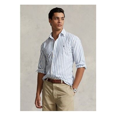 Polo Ralph Lauren pour homme. 710906622001 Chemise Oxford à rayures, ajustée sur mesure, bleue (XXL), Casuel, Coton, Manche longue - Publicité Polo Ralph Lauren pour homme. 710906622001 Chemise Oxford à rayures, ajustée sur mesure, bleue (XXL), Casuel, Coton, Manche longue - Publicité