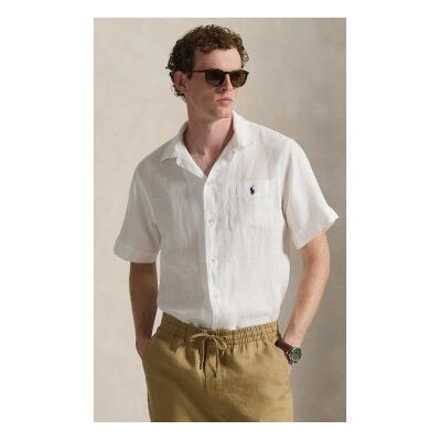 Polo Ralph Lauren pour homme. 710966421504 Chemise en lin Classic Fit blanc (XL), Casuel, Manche courte - Publicité Polo Ralph Lauren pour homme. 710966421504 Chemise en lin Classic Fit blanc (XL), Casuel, Manche courte - Publicité