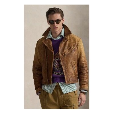 Polo Ralph Lauren pour homme. 710B21513001 Newsboy veste en cuir marron (XL), Casuel - Publicité Polo Ralph Lauren pour homme. 710B21513001 Newsboy veste en cuir marron (XL), Casuel - Publicité