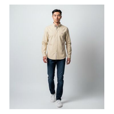 Tommy Hilfiger pour homme. MW0MW42455 Chemise décontractée beige (M), Casuel, Coton, Classique, Manche longue - Publicité Tommy Hilfiger pour homme. MW0MW42455 Chemise décontractée beige (M), Casuel, Coton, Classique, Manche longue - Publicité