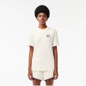 Lacoste pour femme. TF0854_70V Brand T-shirt imprimé blanc (36), Casuel, Coton, Manche courte - Publicité