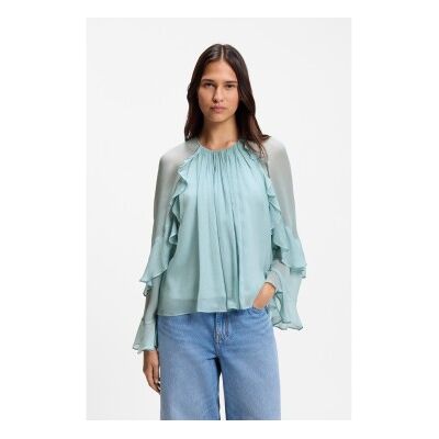 Boss pour femme. 50573224 Blouse Bradia verte (44), Casuel, Viscose, Manche longue - Publicité Boss pour femme. 50573224 Blouse Bradia verte (44), Casuel, Viscose, Manche longue - Publicité