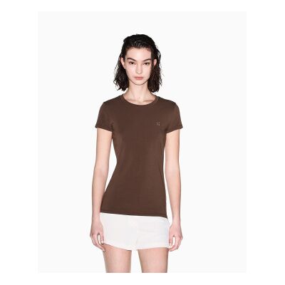 Giorgio Armani A X Armani Exchange pour femme. XW002333AF16294U6136 T-shirt moulant marron (XL), Casuel, Coton, Manche courte - Publicité Giorgio Armani A X Armani Exchange pour femme. XW002333AF16294U6136 T-shirt moulant marron (XL), Casuel, Coton, Manche courte - Publicité