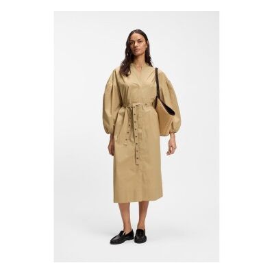 Boss pour femme. 50559266 Robe Dellys marron (36), Casuel, Coton, Classique, Manche longue - Publicité Boss pour femme. 50559266 Robe Dellys marron (36), Casuel, Coton, Classique, Manche longue - Publicité