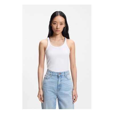 Boss pour femme. 50554664 T-shirt Epetite blanc (S), Casuel, Coton, Sans manches / bretelles - Publicité Boss pour femme. 50554664 T-shirt Epetite blanc (S), Casuel, Coton, Sans manches / bretelles - Publicité