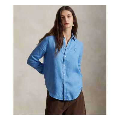 Polo Ralph Lauren pour femme. 211970730510 Chemise en lin Classic Fit bleu clair (M), Casuel, Manche longue - Publicité Polo Ralph Lauren pour femme. 211970730510 Chemise en lin Classic Fit bleu clair (M), Casuel, Manche longue - Publicité