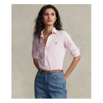 Polo Ralph Lauren pour femme. 211664427002 Chemise Slim Fit en jersey de coton oxford rose (M), Casuel, Manche longue - Publicité Polo Ralph Lauren pour femme. 211664427002 Chemise Slim Fit en jersey de coton oxford rose (M), Casuel, Manche longue - Publicité