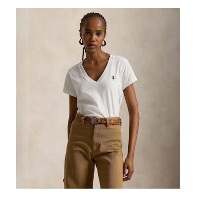Polo Ralph Lauren pour femme. 211B14611007 T-shirt blanc à col en V (S), Casuel, Coton, Manche courte - Publicité Polo Ralph Lauren pour femme. 211B14611007 T-shirt blanc à col en V (S), Casuel, Coton, Manche courte - Publicité