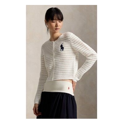 Polo Ralph Lauren pour femme. 211A12705001 Gilet en crochet blanc (M), Casuel - Publicité Polo Ralph Lauren pour femme. 211A12705001 Gilet en crochet blanc (M), Casuel - Publicité