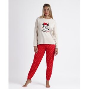 Disney pour femme. 60599-0-000002 Pyjama à manches longues Sweet Dreams beige, rouge (XXL), Homewear, Coton, Manche longue - Publicité