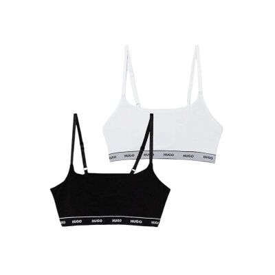 HUGO pour femme. 50545691 Lot de 2 soutiens-gorge Logo blanc, noir (XS), Homewear, Coton - Publicité HUGO pour femme. 50545691 Lot de 2 soutiens-gorge Logo blanc, noir (XS), Homewear, Coton - Publicité