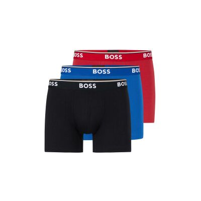 Boss pour homme. 50475282 Lot de 3 caleçons à logo noir, bleu, rouge (M), Homewear, Coton - Publicité Boss pour homme. 50475282 Lot de 3 caleçons à logo noir, bleu, rouge (M), Homewear, Coton - Publicité
