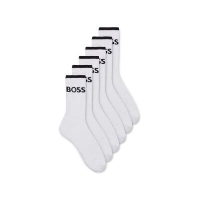Boss pour homme. 50510168 Lot de six chaussettes blanches en coton côtelé (39-42), Homewear - Publicité Boss pour homme. 50510168 Lot de six chaussettes blanches en coton côtelé (39-42), Homewear - Publicité