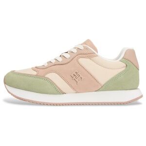 Tommy Hilfiger pour femme. FW0FW08836 Baskets en cuir monogrammé beige (41), Plat, Lacets, Casuel - Publicité Tommy Hilfiger pour femme. FW0FW08836 Baskets en cuir monogrammé beige (41), Plat, Lacets, Casuel - Publicité