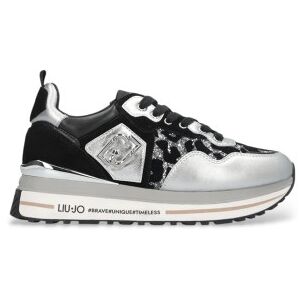 Liu Jo pour femme. BF5009PX682S1S01 Baskets à semelles compensées noires, argentées et à imprimé animalier (41), Cuir, 3 à 5 cm, Lacets, Cas - Publicité Liu Jo pour femme. BF5009PX682S1S01 Baskets à semelles compensées noires, argentées et à imprimé animalier (41), Cuir, 3 à 5 cm, Lacets, Cas - Publicité