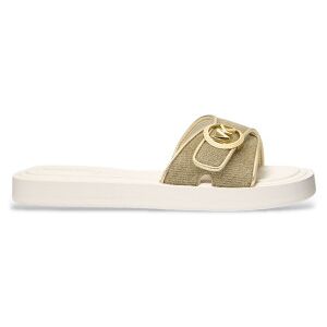 Michael Kors pour femme. 40R6MKFA1D Tongs à logo beige (41), Plat, Aucun, Casuel - Publicité Michael Kors pour femme. 40R6MKFA1D Tongs à logo beige (41), Plat, Aucun, Casuel - Publicité
