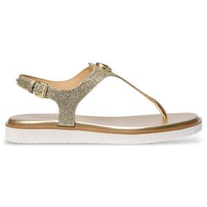 Michael Kors pour femme. 40R6VAFS1M Sandales en cuir doré pailleté Val (40), Plat, Boucle, Casuel - Publicité Michael Kors pour femme. 40R6VAFS1M Sandales en cuir doré pailleté Val (40), Plat, Boucle, Casuel - Publicité