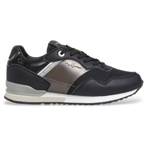 Pepe Jeans pour femme. PLS40046 London Shine Sneakers noir (41), Plat, Lacets, Casuel - Publicité Pepe Jeans pour femme. PLS40046 London Shine Sneakers noir (41), Plat, Lacets, Casuel - Publicité