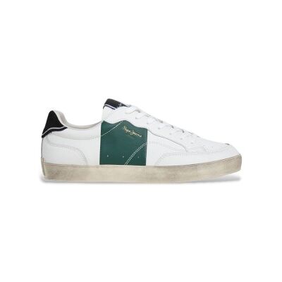 Pepe Jeans pour homme. PMS300007 Baskets en cuir Lane Mix blanches (44), Plat, Lacets, Casuel - Publicité Pepe Jeans pour homme. PMS300007 Baskets en cuir Lane Mix blanches (44), Plat, Lacets, Casuel - Publicité