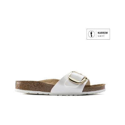 Birkenstock pour femme. 1019814 Sandales Madrid Big Buckle Birko-Flor (Ajustement Étroit) blanc (37), Plat, Aucun, Casuel, Vernis - Publicité Birkenstock pour femme. 1019814 Sandales Madrid Big Buckle Birko-Flor (Ajustement Étroit) blanc (37), Plat, Aucun, Casuel, Vernis - Publicité