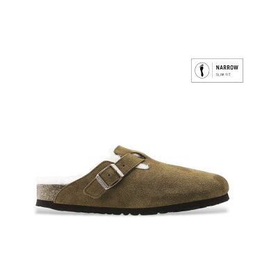 Birkenstock pour femme. 1001141 Sabots en Cuir Boston avec Laine de mouton (Coupe Étroite) marron (39), Plat, Aucun, Casuel - Publicité Birkenstock pour femme. 1001141 Sabots en Cuir Boston avec Laine de mouton (Coupe Étroite) marron (39), Plat, Aucun, Casuel - Publicité