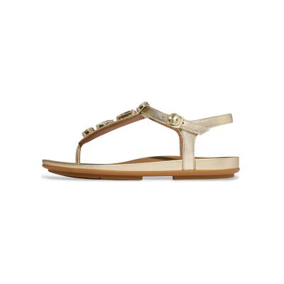 Fitflop pour femme. A4I-675 Sandales Gracie Ultra-Jewel en cuir doré (41), Plat, Boucle, Casuel, Fête - Publicité Fitflop pour femme. A4I-675 Sandales Gracie Ultra-Jewel en cuir doré (41), Plat, Boucle, Casuel, Fête - Publicité