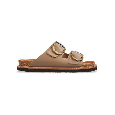 Genuins pour femme. G106269 Sandales en cuir Galia taupe (38), Plat, Aucun, Casuel - Publicité Genuins pour femme. G106269 Sandales en cuir Galia taupe (38), Plat, Aucun, Casuel - Publicité