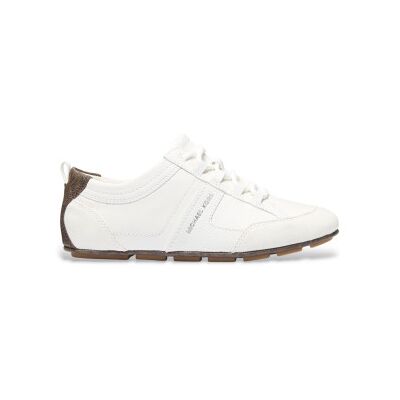 Michael Kors pour femme. 43S6KLFS1L Baskets en cuir blanc Keely (36), Plat, Lacets, Casuel - Publicité Michael Kors pour femme. 43S6KLFS1L Baskets en cuir blanc Keely (36), Plat, Lacets, Casuel - Publicité