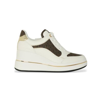 Michael Kors pour femme. 43F5EMFS4L Pantoufles Emmy en cuir beige et marron (39), 5 à 8 cm, Lacets, Casuel - Publicité Michael Kors pour femme. 43F5EMFS4L Pantoufles Emmy en cuir beige et marron (39), 5 à 8 cm, Lacets, Casuel - Publicité