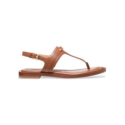 Michael Kors pour femme. 40S5MAFS4L Sandales en cuir Mandy marron (36), Plat, Boucle, Casuel - Publicité Michael Kors pour femme. 40S5MAFS4L Sandales en cuir Mandy marron (36), Plat, Boucle, Casuel - Publicité