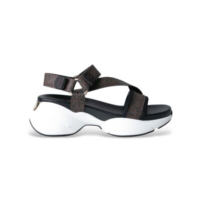Michael Kors pour femme. 43S6BWFA1B Sandales monogrammées marron (38), 3 à 5 cm, Velcro, Casuel - Publicité Michael Kors pour femme. 43S6BWFA1B Sandales monogrammées marron (38), 3 à 5 cm, Velcro, Casuel - Publicité