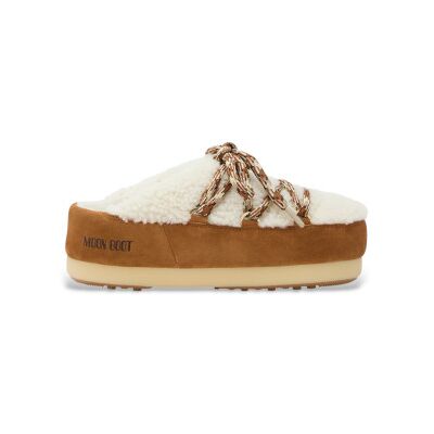 Moon Boot pour femme. 80D1470100 Sabots Evx Shearling marron (39/40), Cuir, Plat, Aucun, Casuel - Publicité Moon Boot pour femme. 80D1470100 Sabots Evx Shearling marron (39/40), Cuir, Plat, Aucun, Casuel - Publicité