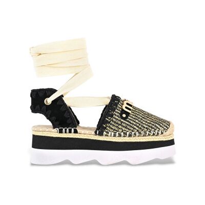 Mou pour femme. MU.SW591003K Sandales Espa noir (37), 5 à 8 cm, Lacets, Casuel - Publicité Mou pour femme. MU.SW591003K Sandales Espa noir (37), 5 à 8 cm, Lacets, Casuel - Publicité