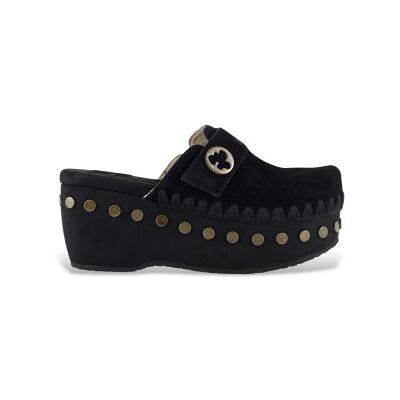 Mou pour femme. MU.SW611001A Sabot en daim uni noir (36), 3 à 5 cm, Cuir, Aucun, Casuel - Publicité Mou pour femme. MU.SW611001A Sabot en daim uni noir (36), 3 à 5 cm, Cuir, Aucun, Casuel - Publicité