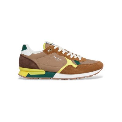 Pepe Jeans pour homme. PMS400004 Brit Colors - Baskets en cuir marron (45), Plat, Lacets, Casuel - Publicité Pepe Jeans pour homme. PMS400004 Brit Colors - Baskets en cuir marron (45), Plat, Lacets, Casuel - Publicité
