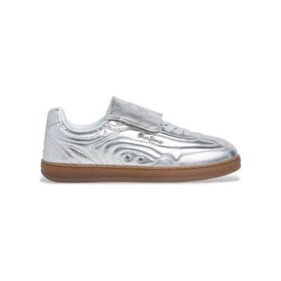 Pepe Jeans pour femme. PLS000010 Silver Ball Metal Leather Sneakers (38), Cuir, Argenté, Plat, Lacets, Casuel - Publicité Pepe Jeans pour femme. PLS000010 Silver Ball Metal Leather Sneakers (38), Cuir, Argenté, Plat, Lacets, Casuel - Publicité