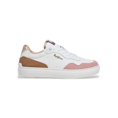 Pepe Jeans pour femme. PLS000029 Baskets en cuir Cdamden Sweet pink (38), Blanc, Plat, Lacets, Casuel - Publicité Pepe Jeans pour femme. PLS000029 Baskets en cuir Cdamden Sweet pink (38), Blanc, Plat, Lacets, Casuel - Publicité