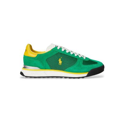 Polo Ralph Lauren pour homme. 809P01641002 Baskets en cuir Varick vert (40), Plat, Lacets, Casuel - Publicité Polo Ralph Lauren pour homme. 809P01641002 Baskets en cuir Varick vert (40), Plat, Lacets, Casuel - Publicité