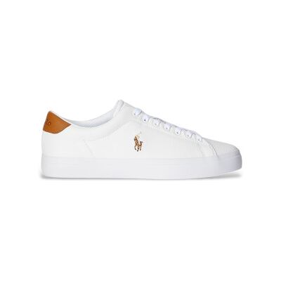 Polo Ralph Lauren pour homme. 816877702001 Baskets en cuir Longwood blanc (45), Plat, Lacets, Casuel - Publicité Polo Ralph Lauren pour homme. 816877702001 Baskets en cuir Longwood blanc (45), Plat, Lacets, Casuel - Publicité