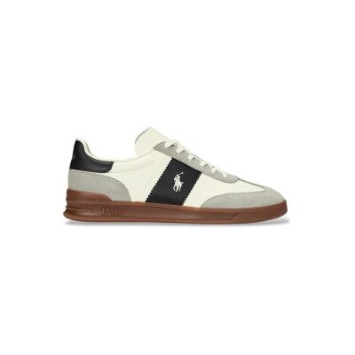 Polo Ralph Lauren pour homme. 809956119002 Baskets Heritage Aera en cuir et daim blanc (39), Plat, Lacets, Casuel - Publicité Polo Ralph Lauren pour homme. 809956119002 Baskets Heritage Aera en cuir et daim blanc (39), Plat, Lacets, Casuel - Publicité