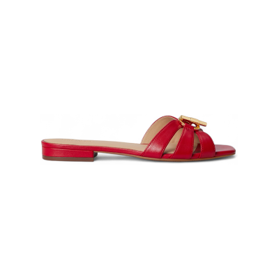 Lauren Ralph Lauren pour femme. 802982875008 Sandales à lanières en cuir nappa rouge Blaike (39), Plat, 1 à 3 cm, Aucun, Casuel - Publicité Lauren Ralph Lauren pour femme. 802982875008 Sandales à lanières en cuir nappa rouge Blaike (39), Plat, 1 à 3 cm, Aucun, Casuel - Publicité