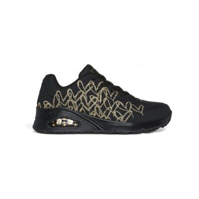 Skechers pour femme. 177975 Baskets Uno Golden Heart noires (37), Plat, 3 à 5 cm, Lacets, Casuel - Publicité Skechers pour femme. 177975 Baskets Uno Golden Heart noires (37), Plat, 3 à 5 cm, Lacets, Casuel - Publicité