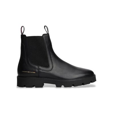 Tommy Hilfiger pour femme. FW0FW08775 Bottines Chelsea en cuir noir (36), Plat, Aucun, Casuel - Publicité Tommy Hilfiger pour femme. FW0FW08775 Bottines Chelsea en cuir noir (36), Plat, Aucun, Casuel - Publicité
