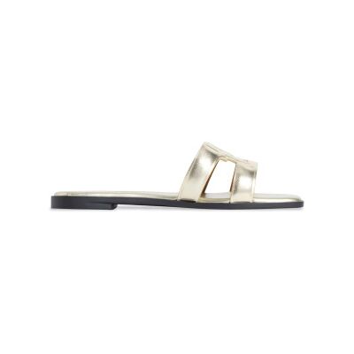 Tommy Hilfiger pour femme. FW0FW09325 Mules en cuir doré métallisé (37), Plat, Aucun, Casuel - Publicité Tommy Hilfiger pour femme. FW0FW09325 Mules en cuir doré métallisé (37), Plat, Aucun, Casuel - Publicité