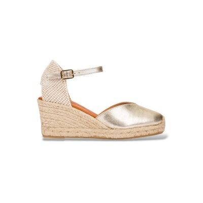 Wonders pour femme. YD-SI685 Espadrilles compensées dorées (39), Cuir, Plat, 3 à 5 cm, Boucle, Casuel - Publicité Wonders pour femme. YD-SI685 Espadrilles compensées dorées (39), Cuir, Plat, 3 à 5 cm, Boucle, Casuel - Publicité