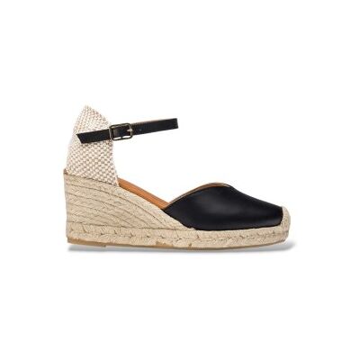 Wonders pour femme. YD-SI685 Espadrilles compensées noires (40), Cuir, Plat, 3 à 5 cm, Boucle, Casuel - Publicité Wonders pour femme. YD-SI685 Espadrilles compensées noires (40), Cuir, Plat, 3 à 5 cm, Boucle, Casuel - Publicité